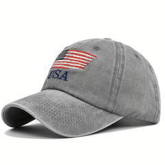 Distressed American Baseball Cap Embroidered Peaked Trucker Hat