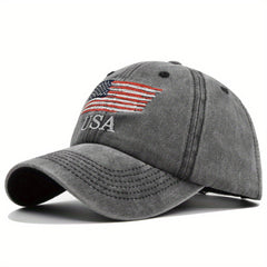 Distressed American Baseball Cap Embroidered Peaked Trucker Hat