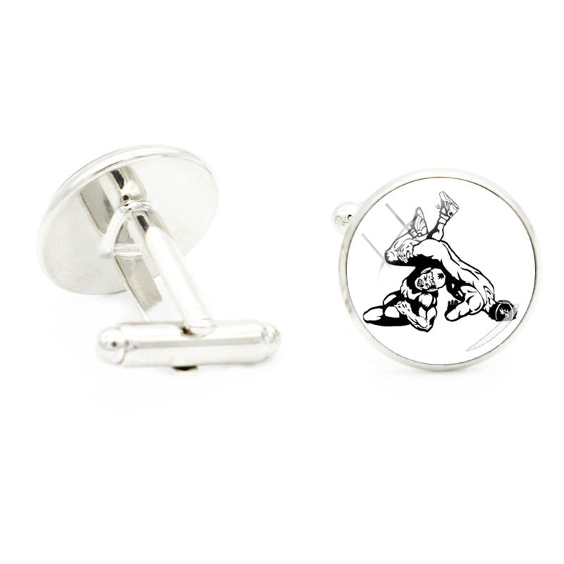 Wrestling Sport Pattern Cufflinks For Men Suit Shirt Cuff Link Jewelry