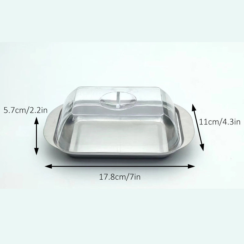 Stainless Steel Butter Dish and Cheese Box with Lid