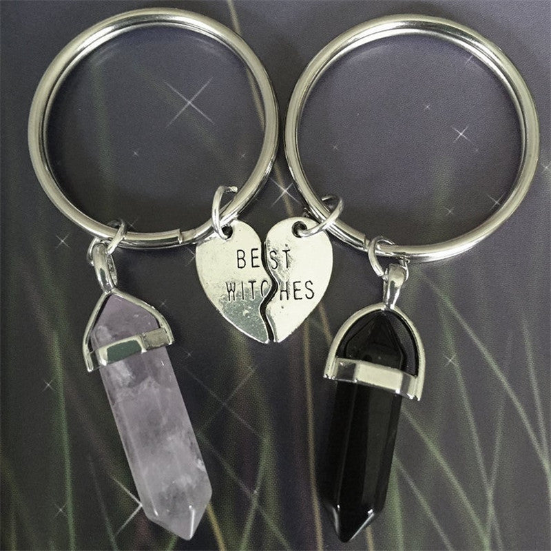 2pcs Witches Crystal Keychain Key Ring Purse Bag Backpack Car Key Charm