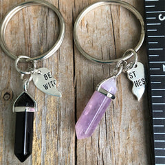2pcs Witches Crystal Keychain Key Ring Purse Bag Backpack Car Key Charm