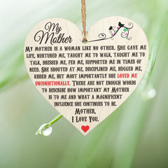 Mother Like No Other Wooden Heart Ornament Mum Love Party Decoration