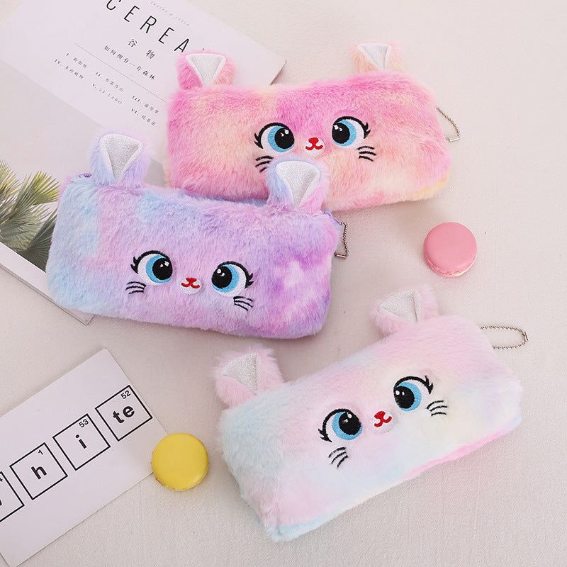 Cat Pattern Zipper Pencil Case Creative Student Stationery Case