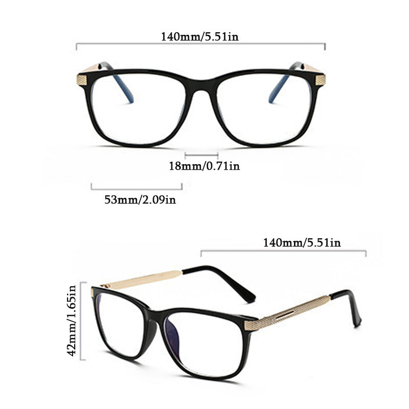 Light Blocking Glasses Square Clear Lens Anti Eyestrain Glasses