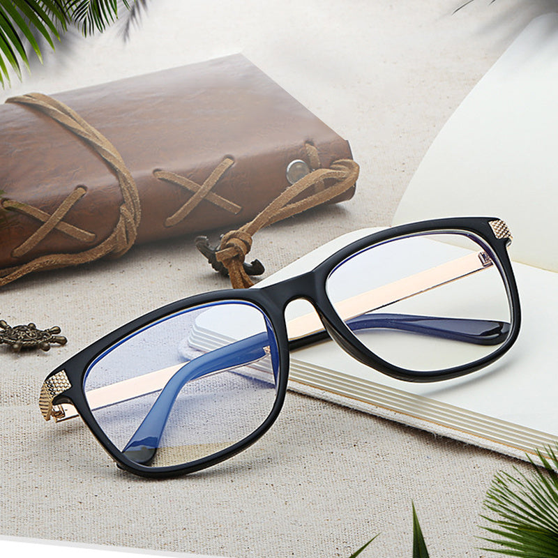 Light Blocking Glasses Square Clear Lens Anti Eyestrain Glasses