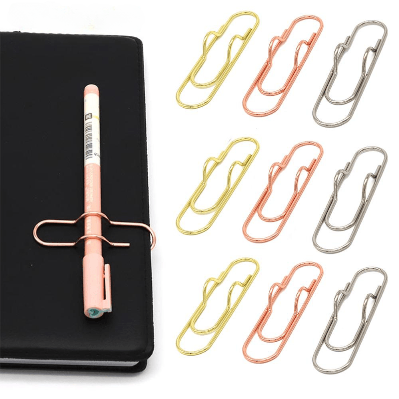 2pcs Portable Desk Accessories Pen Holder Paperclip Stationary Pencil Clips