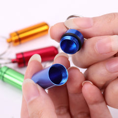 2pcs Waterproof Pill Boxes Keychain Aluminum Stainless Steel