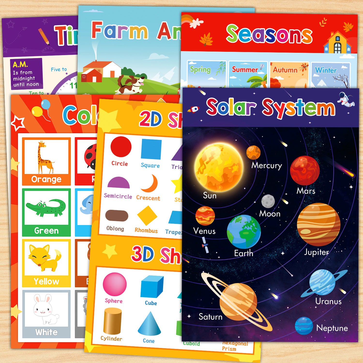 Educational Posters for Toddlers Kids Children Early Education