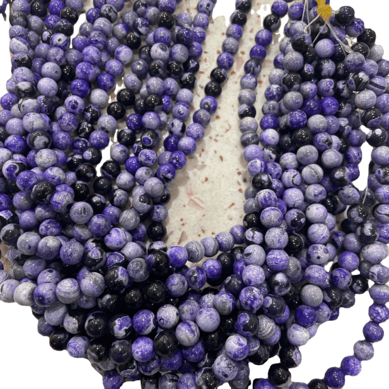 Purple Block Round Stone Loose Jewelry Making Accessories Art Craft Material