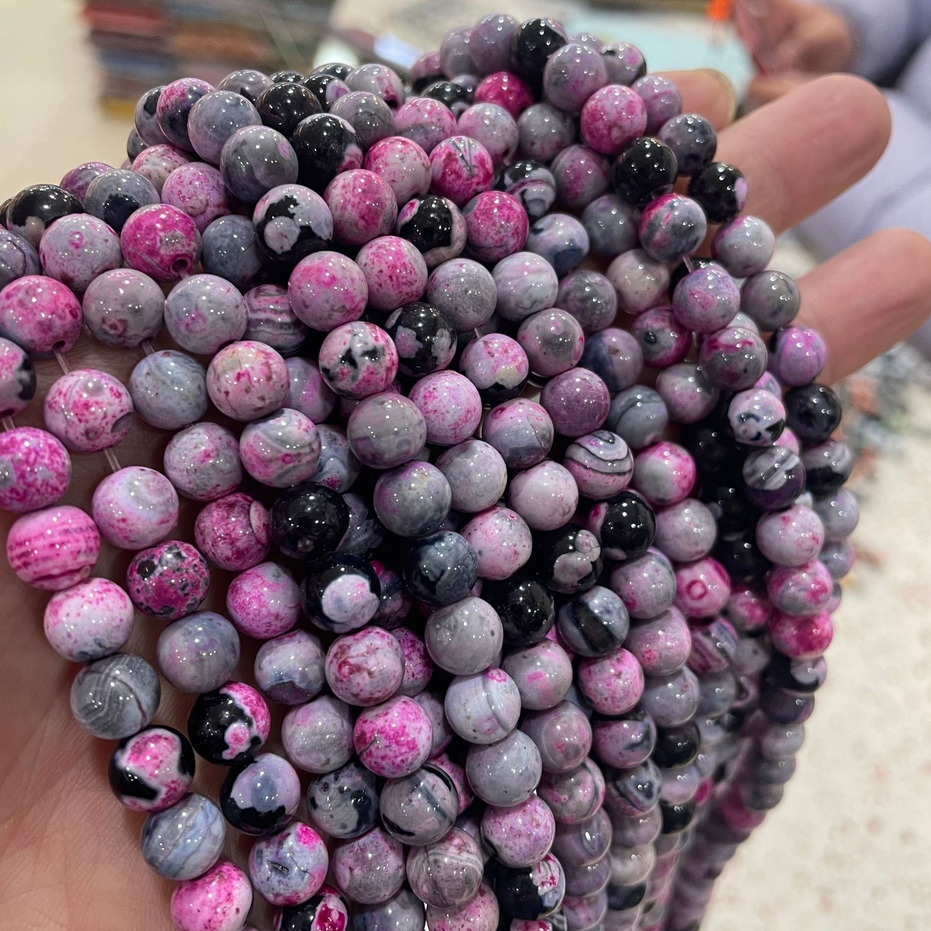 Rose Red Flame Agate Round Beads 10mm - Natural Stone Fire Agate Loose Beads