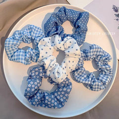 Large Plaid Polka Dot Scrunchie Hair Rope Sweet Headwear