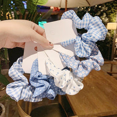 Large Plaid Polka Dot Scrunchie Hair Rope Sweet Headwear