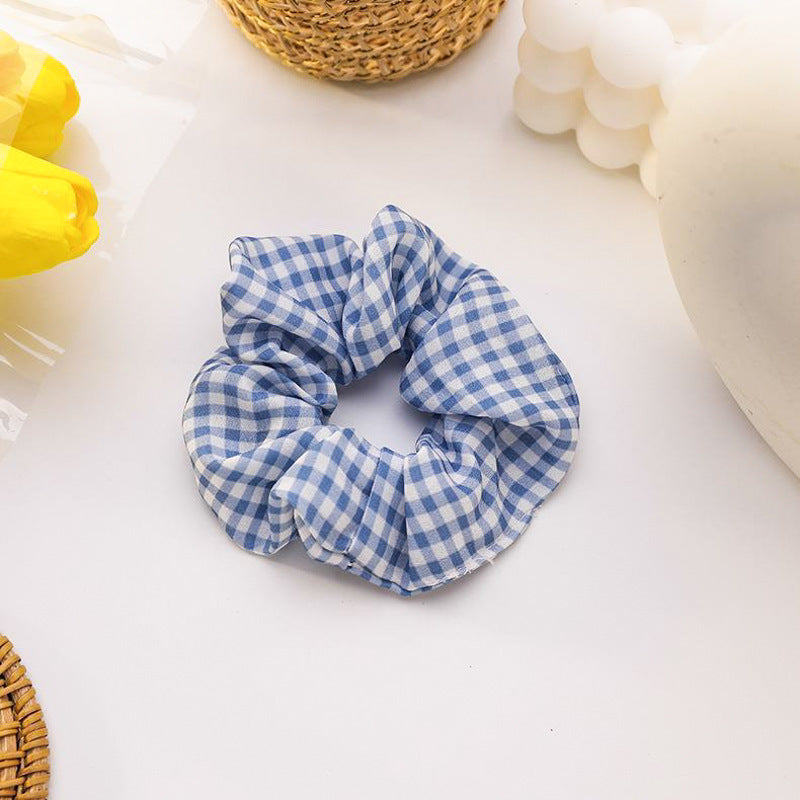 Large Plaid Polka Dot Scrunchie Hair Rope Sweet Headwear