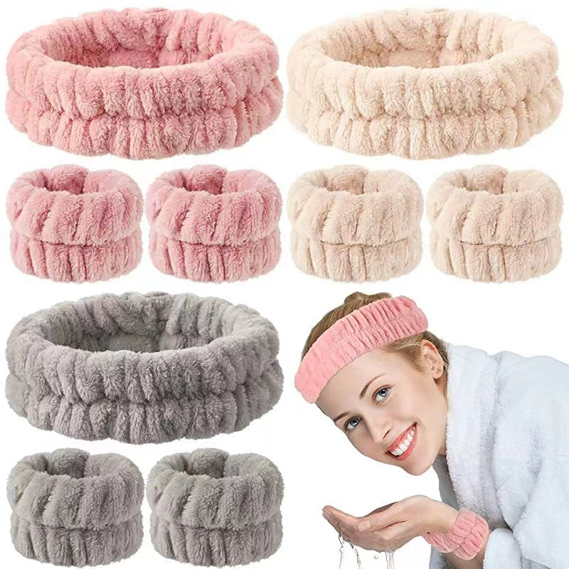 Spa Headband Wrist Washband Set Shower Head Wraps