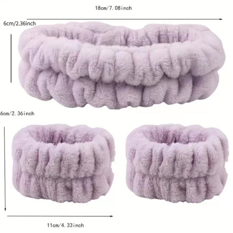 Spa Headband Wrist Washband Set Shower Head Wraps