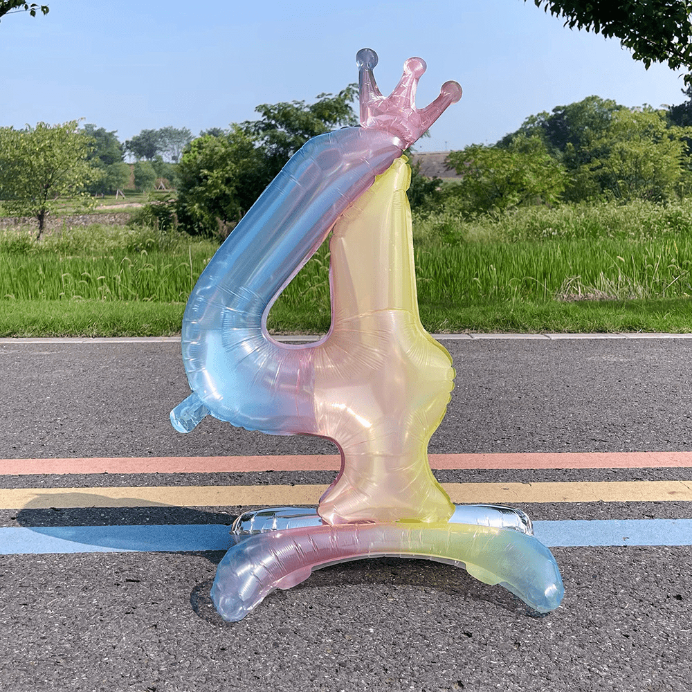 81cm Crystal Number Foil Balloons with Crown Figures Globos 0-9