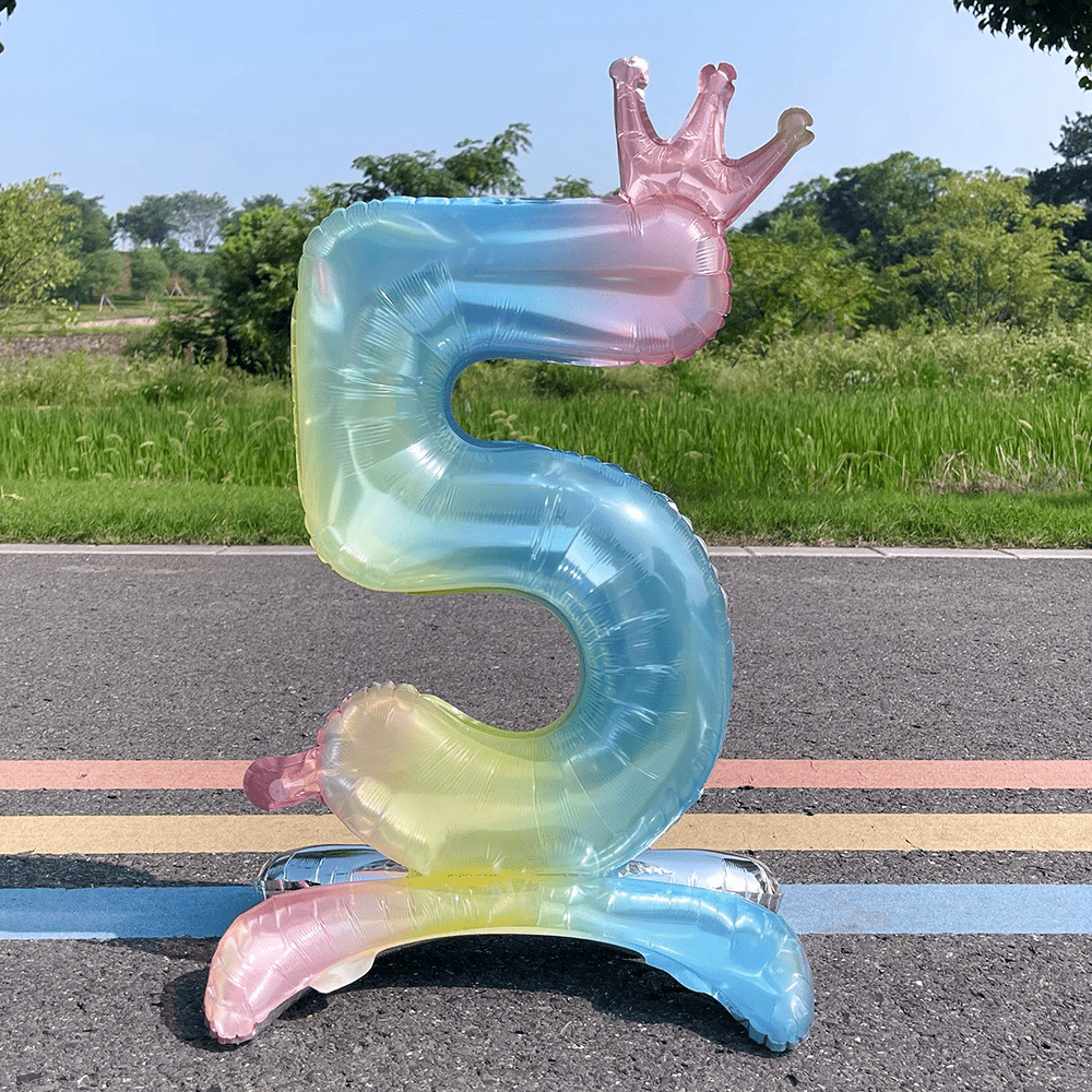 81cm Crystal Number Foil Balloons with Crown Figures Globos 0-9