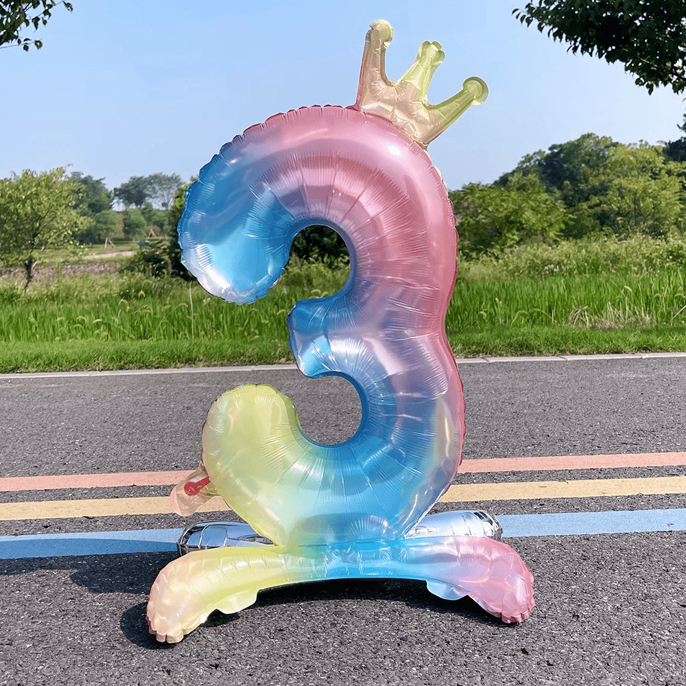 81cm Crystal Number Foil Balloons with Crown Figures Globos 0-9