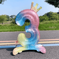 81cm Crystal Number Foil Balloons with Crown Figures Globos 0-9