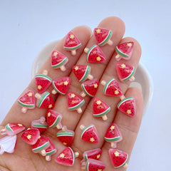10pcs Mini Fruit Popsicle Resin Flatback Ornaments for Crafts