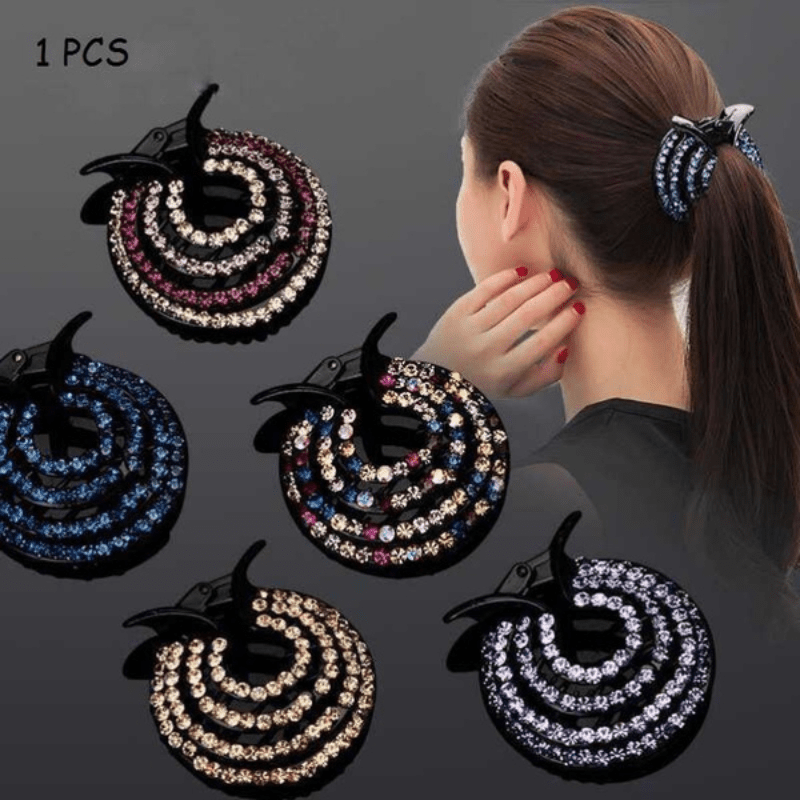Vintage Rhinestone Hair Claw Glitter Ponytail Holder Hair Clip
