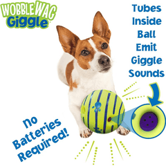 Giggle Ball Durable Interactive Dog Toys Green Wobble Wag Balls Funny Sounds