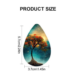 Colorful Tree Print Teardrop Dangle Earrings Bohemian Style PU Leather Jewelry
