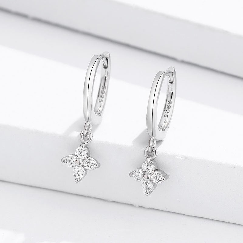 Sparkling Zircon Dangle Earrings Japanese Style 18K Plated