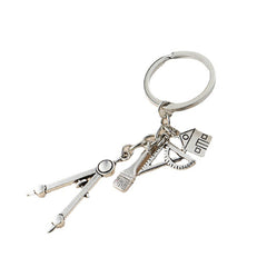 Multi-use Keychain Tool Triangle Ruler Calculator Tape Measure Bag Pendant