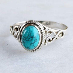 Vintage Inlaid Oval Stone Zinc Alloy Ring