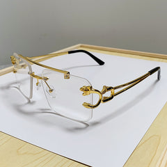 Men's Tiger Head Rimless Sunglasses for Street Photography