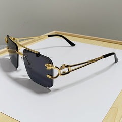 Men's Tiger Head Rimless Sunglasses for Street Photography