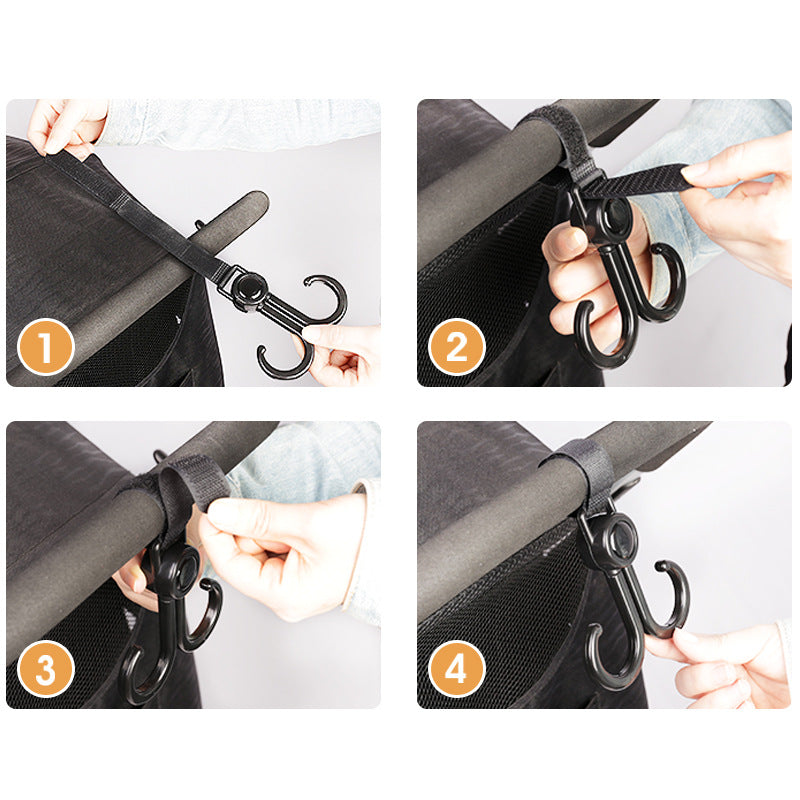 5pcs Hook Baby Stroller Hanger 360 Rotation Cart Hook And Loop Fastener