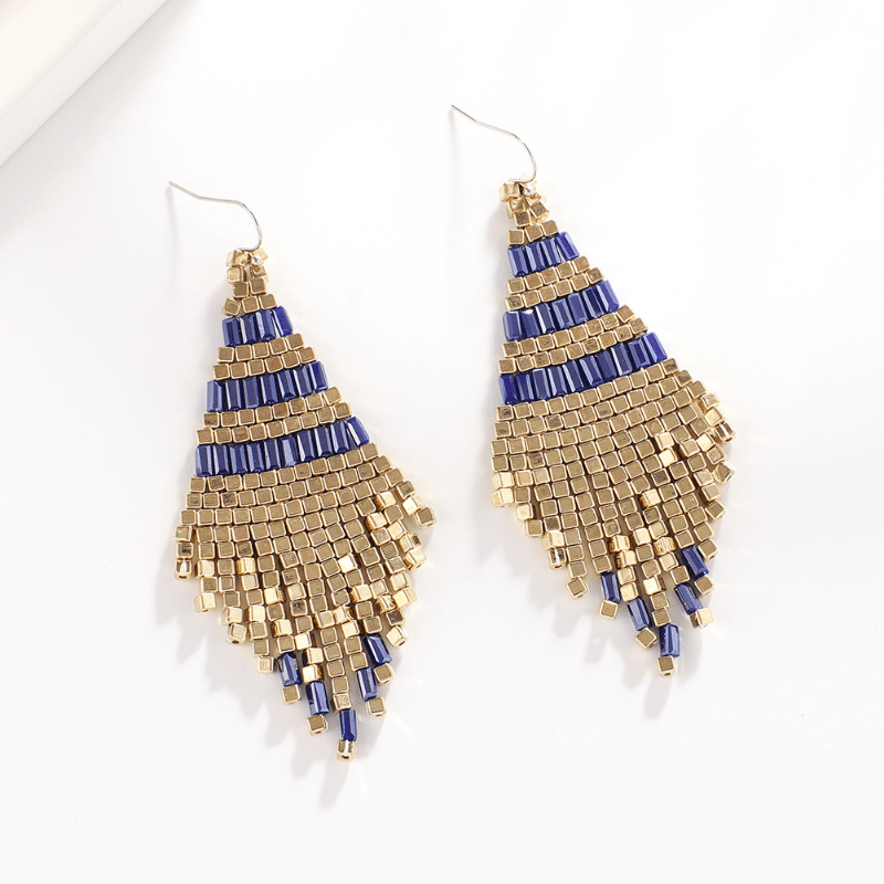 Cubic Bead Tassel Drop Earrings Women's Fashion Jewelry