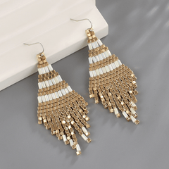 Cubic Bead Tassel Drop Earrings Women's Fashion Jewelry