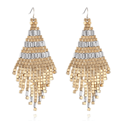 Cubic Bead Tassel Drop Earrings Women's Fashion Jewelry