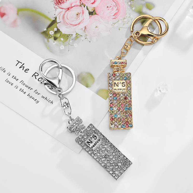 Rhinestone Perfume Keychain for Women Girls Bag Charms
