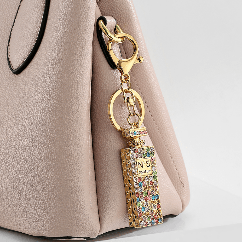 Rhinestone Perfume Keychain for Women Girls Bag Charms