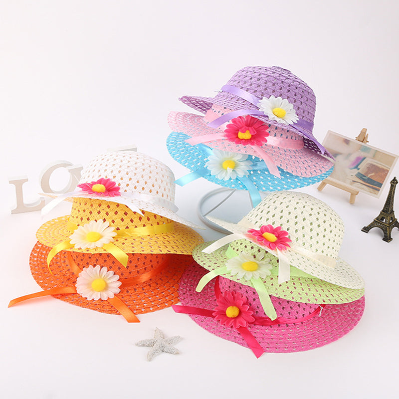 Sunflower Straw Hat for Kids Beachwear