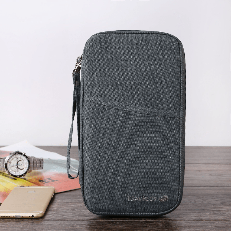 Solid Portable Clutch Bag Zipper Credit Card Wallet
