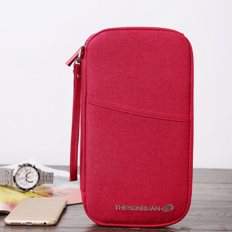 Solid Portable Clutch Bag Zipper Credit Card Wallet
