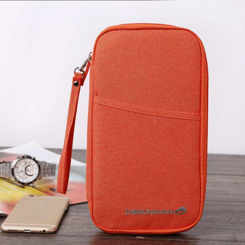 Solid Portable Clutch Bag Zipper Credit Card Wallet