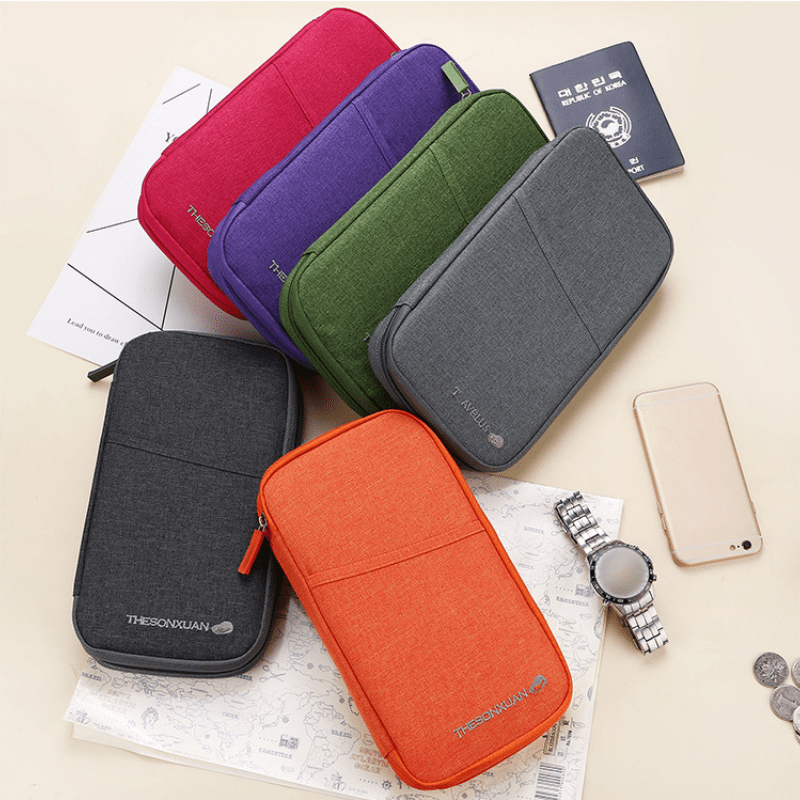 Solid Portable Clutch Bag Zipper Credit Card Wallet