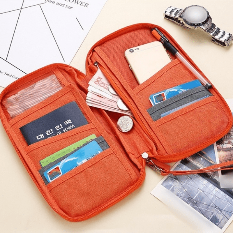 Solid Portable Clutch Bag Zipper Credit Card Wallet