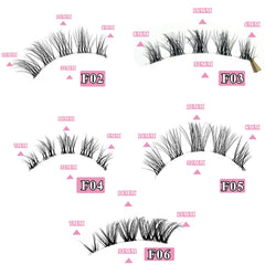 10 Pairs Wispy Fox Eye Short Lashes Clear Band DIY Cluster Strip Extensions
