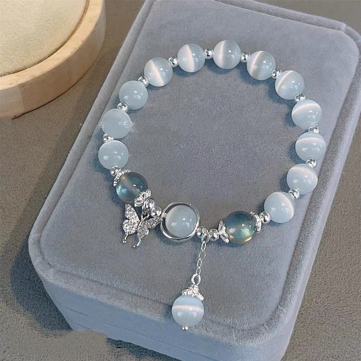 Butterfly Charm Beaded Bracelet for Girls Adjustable Bracelet