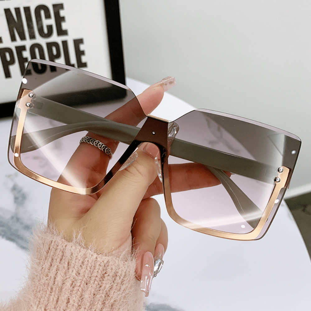 Ombre Rimless Sunglasses UV400 Sun Shades for Beach Travel