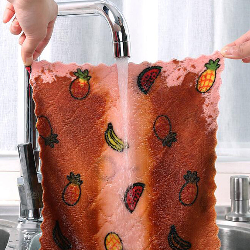 10pcs Kitchen Rags Reusable Sponge Cloth Absorbent Coral Wool Cleaning Cloth