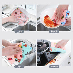10pcs Kitchen Rags Reusable Sponge Cloth Absorbent Coral Wool Cleaning Cloth